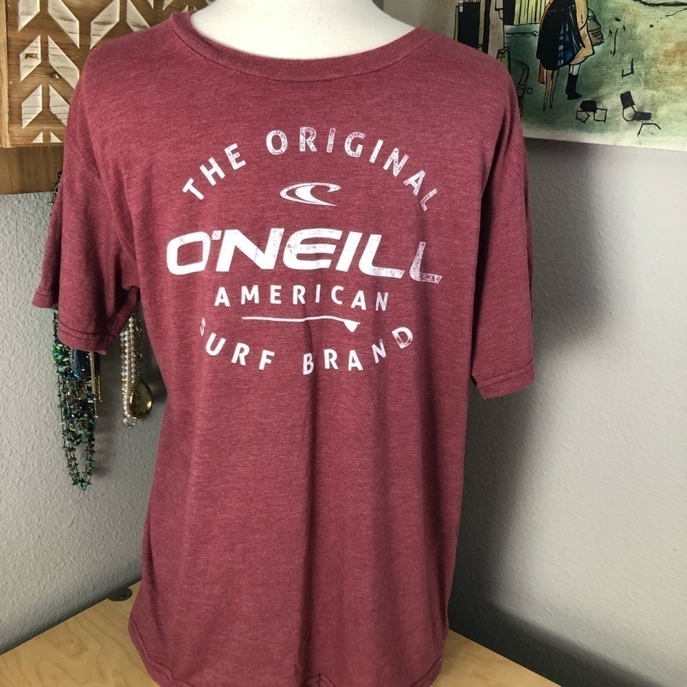 O'NEILL Surf Mens Red White Graphic T Shirt M Coastal Preppy Resort Wear